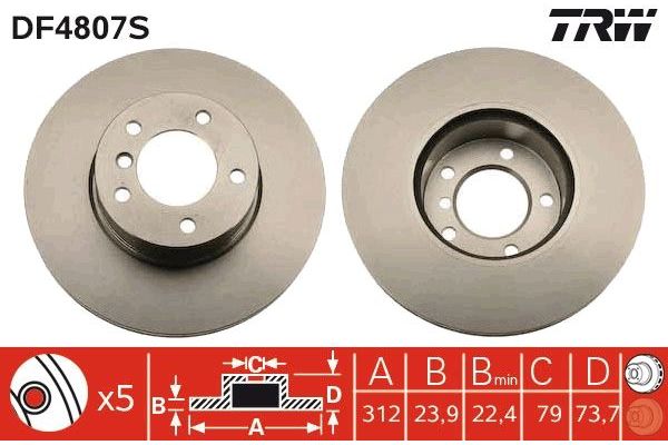 Fren Disk Ayna Ön Sağ ve Sol BMW M3 Serisi (E90)(2007->)  TRW DF4807S