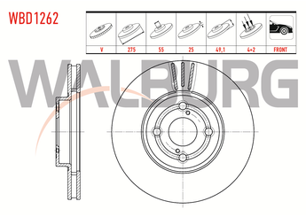 Fren Disk Ayna Ön Sağ ve Sol WALBURG WBD1262  435122080