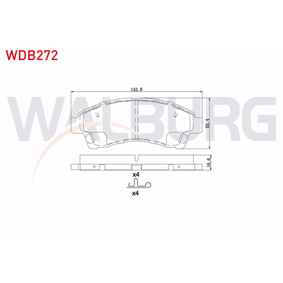 Fren Disk Balata Ön Mazda B-Serie 4x4 CAB Plus (UF)(12.1996->)  WALBURG WDB272