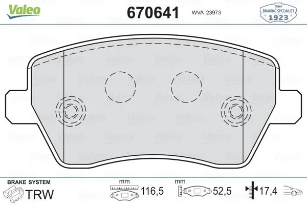 Fren Disk Balata Ön Dacia Logan Express Van (01.2009->)  VALEO 670641