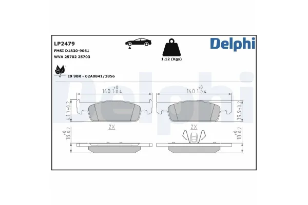Fren Disk Balata Ön Renault Twingo (07.2014->)  DELPHI LP2479