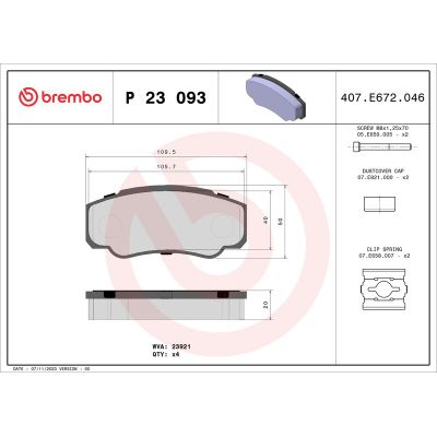 Fren Disk Balata Arka Fiat Ducato P.Van 10 (03.1994->)  BREMBO P 23 093
