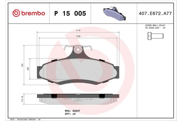Fren Disk Balata Arka Daewoo Nubira Limousine (1997->)  BREMBO P 15 005