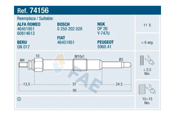 Isıtma Bujisi  Alfa Romeo 166 (1998->)  SVAC SV113