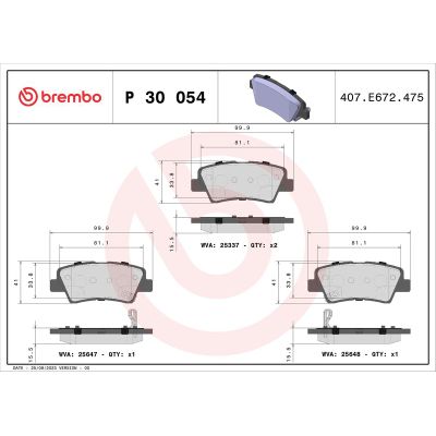 Fren Disk Balata Arka Kia Optima (TF)(2012->)  BREMBO P 30 054