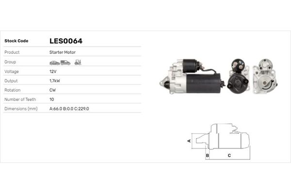 Marş Dinamosu  Volvo Serisi 460 (1989->)  LUCAS ELEKTRIK LES0064