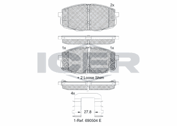 Fren Disk Balata Ön OTOZONE FDO8049-R  58101J9A50 58101B2A20 58101-B2A20 58101G3A00 58101-G3A00 58101J9A00 58101-J9A00 58101-J9A50 58101J9A55 58101-J9A55 58101M0A00 58101-M0A00 58101M0A10 58101-M0A10