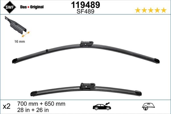 Silecek Süpürgesi Ön  700/650 mm - 28/26 inç Volkswagen Crafter Kamyonet (SZ)(09.2016->)  SWF 119489