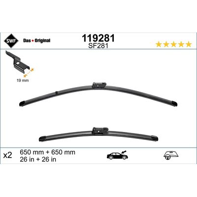 Silecek Süpürgesi Ön Muz Tip 650/650 mm - 26/26 inç Opel Astra J Sedan (06.2012->)  SWF 119281