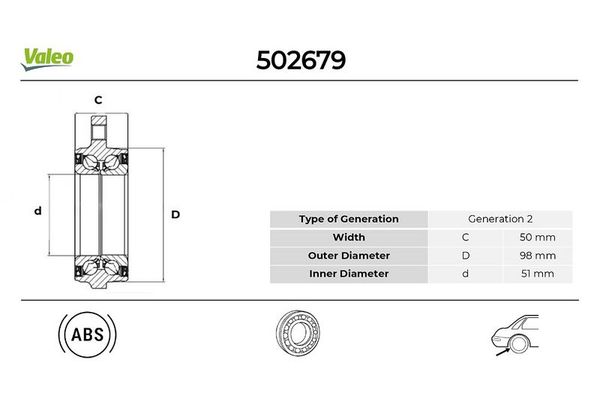Teker Rulmanı Arka Sağ veya Sol BMW X5 Serisi (E70)(07.2007->)  VALEO 502679