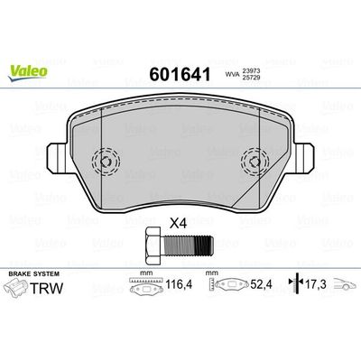 Fren Disk Balata Ön Lada Vesta (2180)(2017->)  VALEO 601641