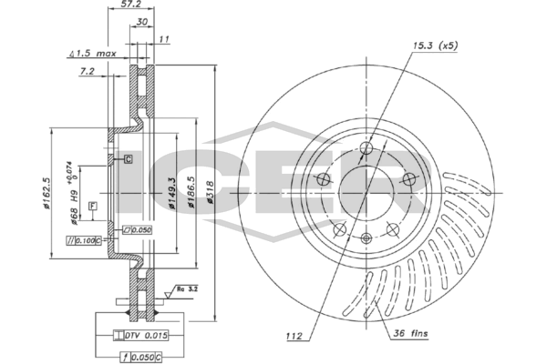 Fren Disk Ayna Ön Sağ ve Sol Audi A6 Sedan (4A2)(04.2018->)  BRAXIS AE1095