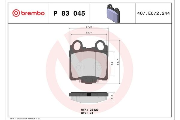 Fren Disk Balata Arka BREMBO P 83 045