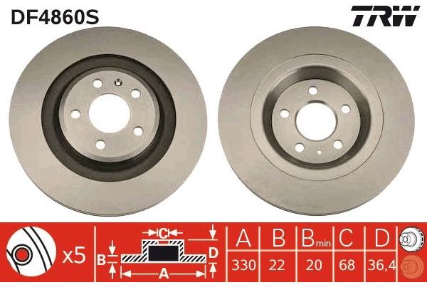 Fren Disk Ayna Arka Sağ ve Sol TRW DF4860S
