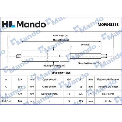 Bagaj Amortisörü Sağ veya Sol Renault Scenic II (06.2003->)  MANDO MOP045858