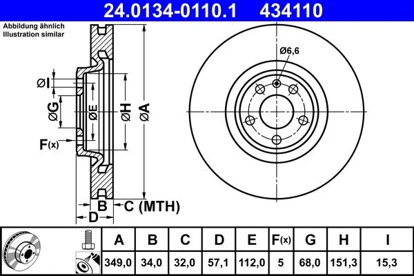 Fren Disk Ayna Ön Sağ ve Sol Audi S4 Sedan (8W2)(07.2016->)  ATE 24 0134-0110 1