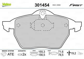 Fren Disk Balata Ön VALEO 301454  1605009 1605035  1605957 1605996 1605997 90544001 91376429 9192157 9195145 93179707 93179708