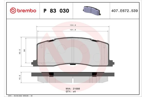 Fren Disk Balata Arka BREMBO P 83 030