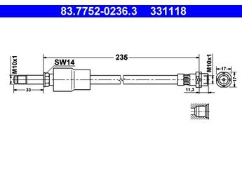 Fren Hortumu Arka Sağ veya Sol ATE 83.7752-0236.3  34322283034 34 32 2 283 034