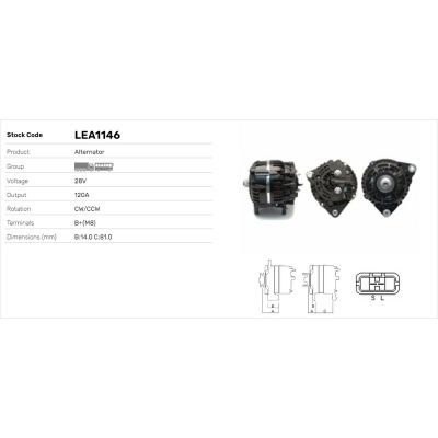 Alternatör  LUCAS ELEKTRIK LEA1146