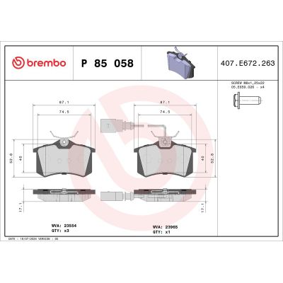 Fren Disk Balata Arka BREMBO P 85 058