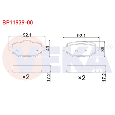 Fren Disk Balata Arka DS 3 Crossback (01.2019->)  VEKA BP11939-00