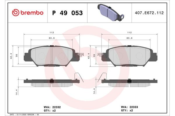 Fren Disk Balata Arka BREMBO P 49 053