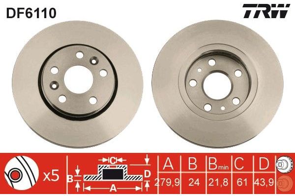 Fren Disk Ayna Ön Sağ ve Sol Nissan NV250 Kapalı kasa (09.2019->)  WALBURG WBD1230D