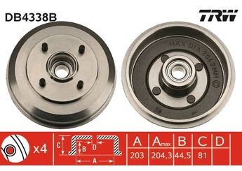 Kampana Arka Sağ veya Sol TRW DB4338B  1M5W1113AA 4154689 4186874 1M5W-1113-AA