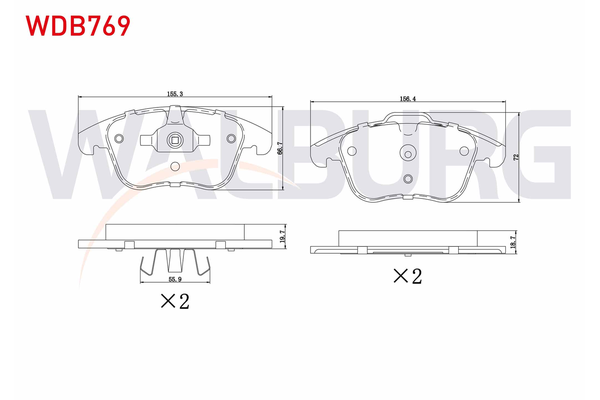 Fren Disk Balata Ön Land Rover Range Rover Evoque (2011->)  WALBURG WDB769