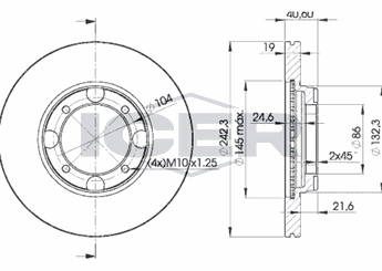Fren Disk Ayna Ön Sağ ve Sol NAGAMA NBD-HY008  5171221350 5171224100 51712-21350 5171221A00 51712-21A00 5171221B00 51712-21B00 51712-24100 5171232300 51712-32300 5171232A00 51712-32A00 5816131010 58161-31010 5H16131000 5H161-31000 5H16131010 5H161-31010