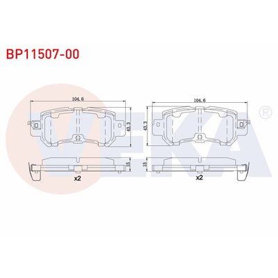 Fren Disk Balata Arka Mazda CX-3 (DK)(04.2015->)  VEKA BP11507-00
