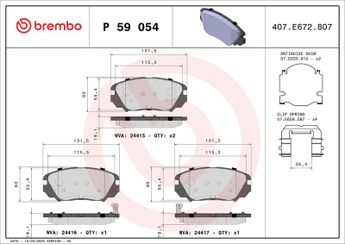 Fren Disk Balata Ön BREMBO P 59 054  22959105 20963796 84233325 13237750 13312895 20877794 23214903 23316342 1605185 1605236 1605624 95514525 95530020 13237753 32017995