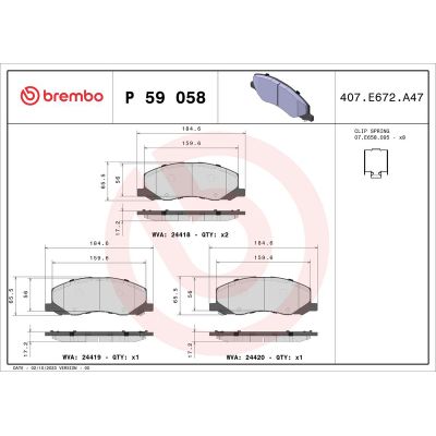 Fren Disk Balata Ön BREMBO P 59 058