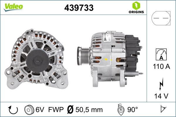 Alternatör  Audi A3 (8P1)(05.2003->)  VALEO 439733