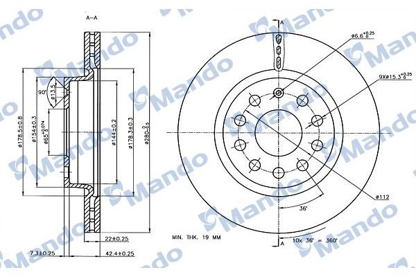 Fren Disk Ayna Ön Sağ ve Sol Audi A3 Sportback (8PA)(09.2004->)  MANDO MBC035334