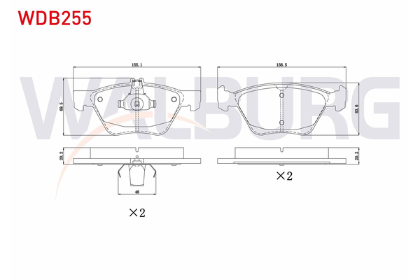 Fren Disk Balata Ön Mercedes CLK Coupe (BM 208)(03.1997->)  WALBURG WDB255