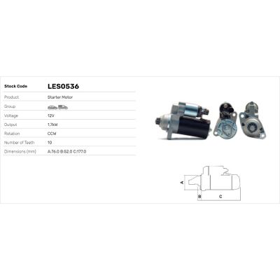 Marş Dinamosu  Volkswagen Polo IV (9N3)(04.2005->2009)  LUCAS ELEKTRIK LES0536