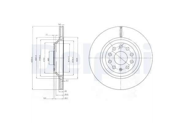 Fren Disk Ayna Arka Sağ ve Sol Volkswagen Golf VIII (CD1)(12.2019->)  DELPHI BG3975