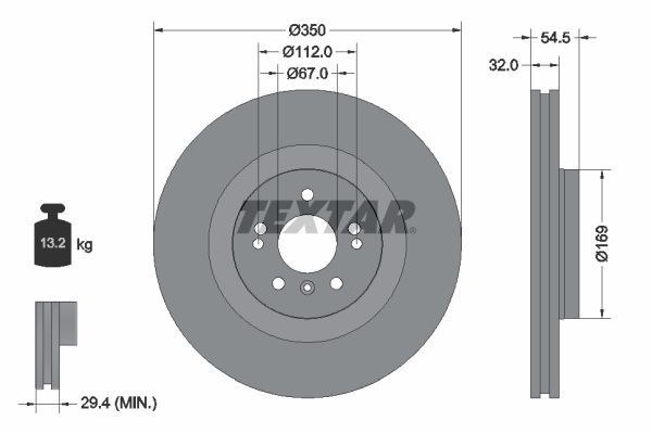 Fren Disk Ayna Ön Sağ ve Sol Mercedes GL -Serisi (BM 164)(03.2006->)  TEXTAR 92150705