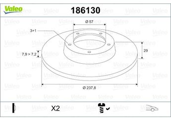 Fren Disk Ayna Ön Sağ ve Sol VALEO 186130  4246G0 4249C5 4249-C5 95027199 95661810 4246F8 4246-F8 4246-G0