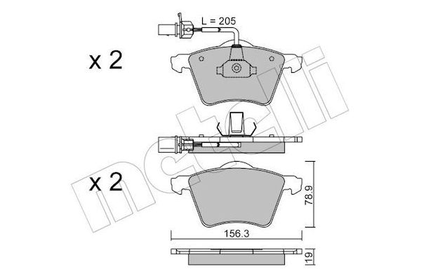 Fren Disk Balata Ön Volkswagen T4 Transporter P.Van (09.1990->2003)  METELLI 22-0550-1