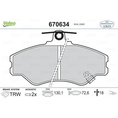 Fren Disk Balata Ön VALEO 670634