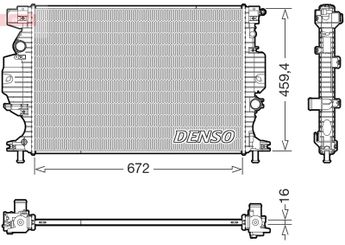 Su Radyatörü  DENSO DRM10121  DRM10121 2066575 2069561 5184274 DG938005AD DG938005CC DG938005CD