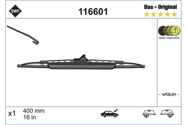 Silecek Süpürgesi Ön  400 mm - 16 inç SWF 116601
