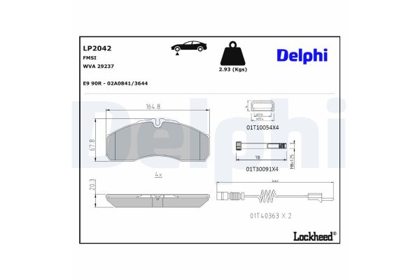 Fren Disk Balata Ön Mercedes Sprinter Kamyonet (02.2000->)  DELPHI LP2042