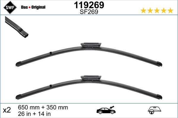 Silecek Süpürgesi Ön  650/340 mm - 26/13 inç Renault Clio IV Sport Tourer (2013->)  SWF 119269
