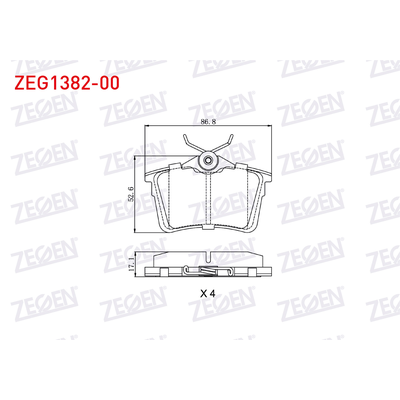 Fren Disk Balata Arka ZEGEN ZEG1382-00