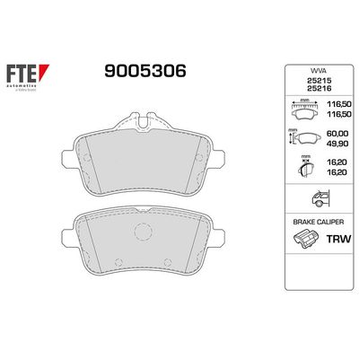Fren Disk Balata Arka Mercedes GL -Serisi (BM 166)(07.2012->)  FTE 9005306