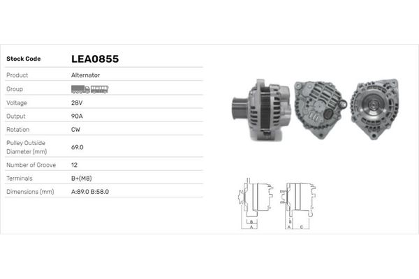 Alternatör  LUCAS ELEKTRIK LEA0855